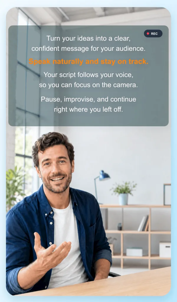 ScrollVox floating teleprompter over another recording app